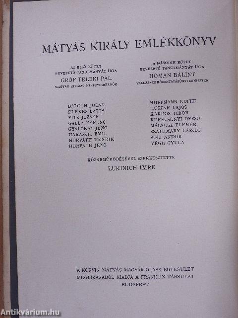 Mátyás király emlékkönyv II.