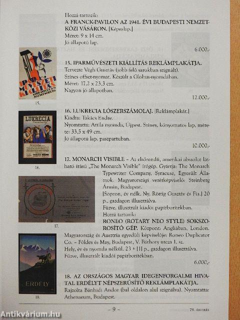 Honterus Antikvárium 79. Aukció