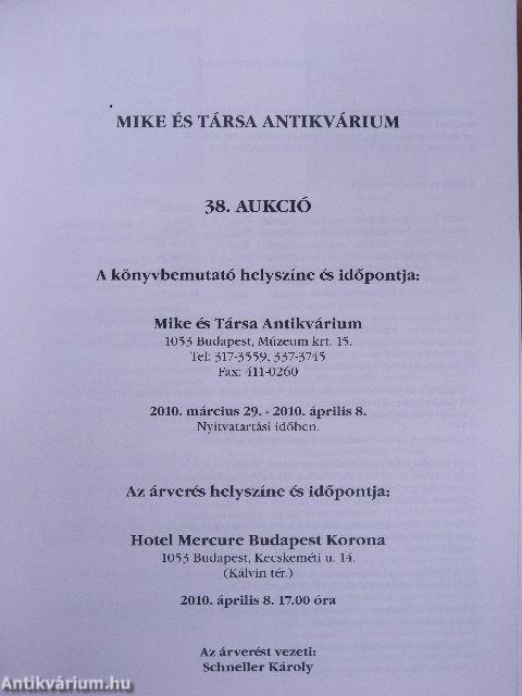 Mike és Társa Antikvárium 38. Aukció