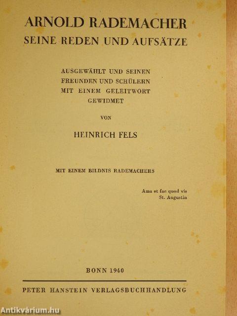 Arnold Rademacher - Seine Reden und Aufsätze