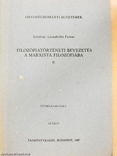 Filozófiatörténeti bevezetés a marxista filozófiába II.