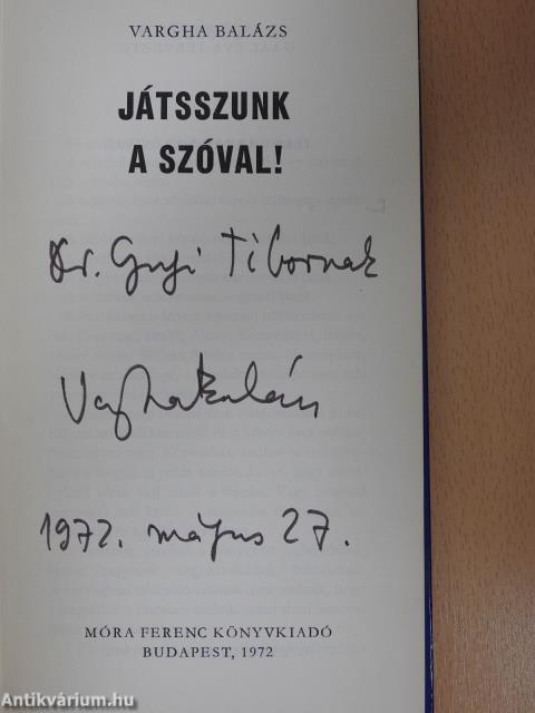 Játsszunk a szóval! (dedikált példány)