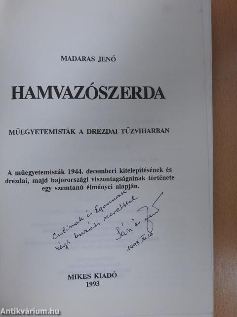 Hamvazószerda (kétszeresen dedikált példány)