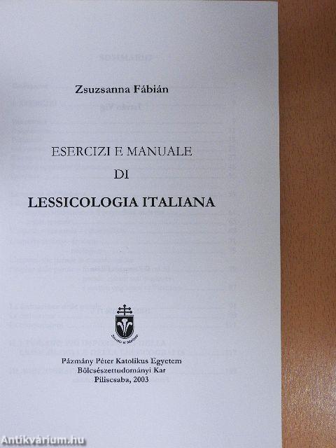 Esercizi e Manuale di Lessicologia Italiana