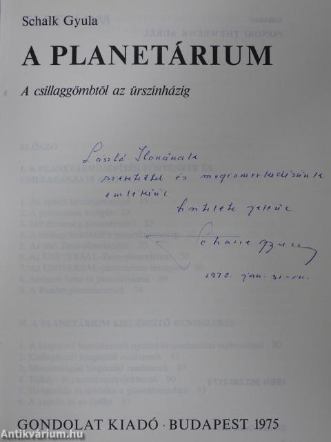 A planetárium (dedikált példány)