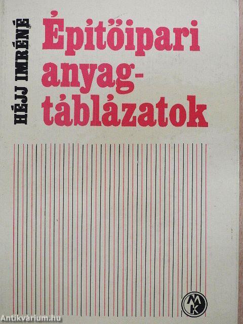 Építőipari anyagtáblázatok