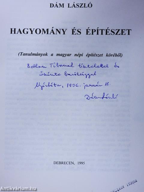 Hagyomány és építészet (dedikált példány)