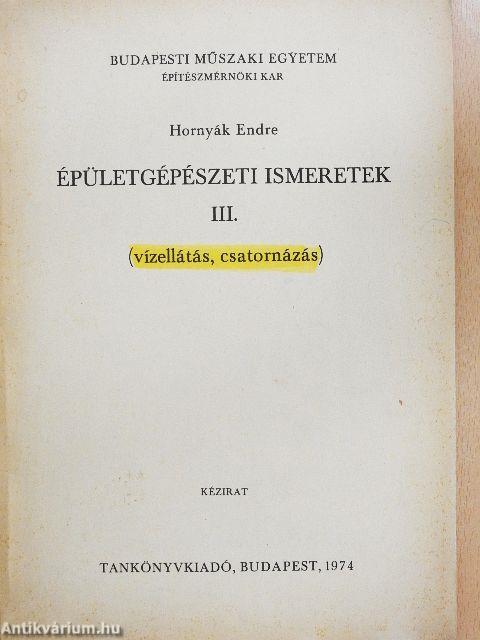 Épületgépészeti ismeretek III.