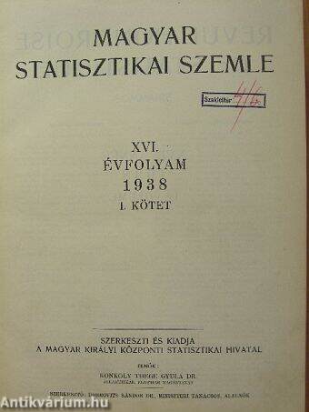 Magyar Statisztikai Szemle 1938. január-december I-II.