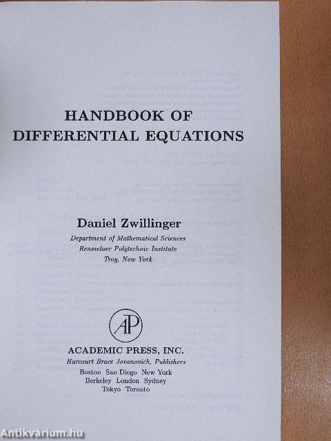 Handbook of Differential Equations