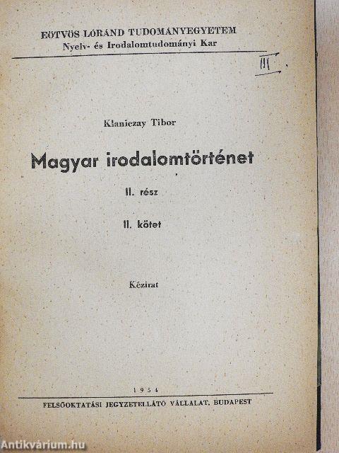 Magyar irodalomtörténet II/II.