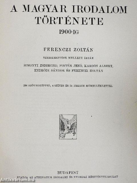 A magyar irodalom története 1900-ig