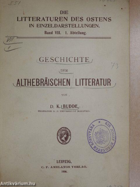 Geschichte der Althebräischen Litteratur