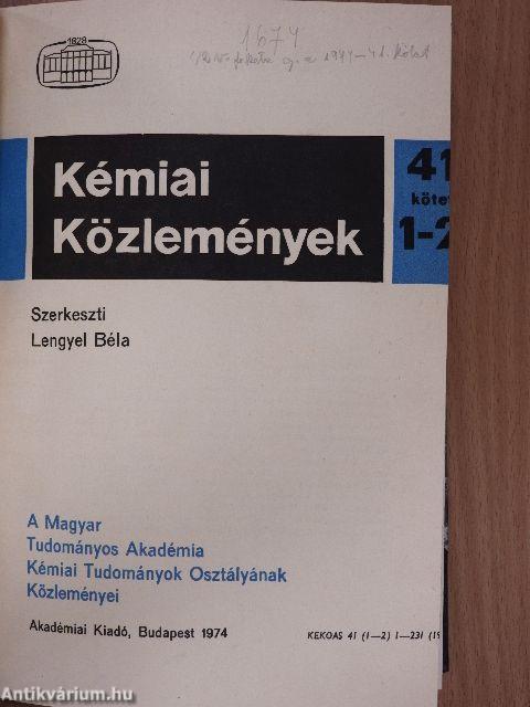 Kémiai Közlemények 1974/1-4.