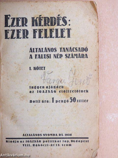 Ezer kérdés: ezer felelet I.