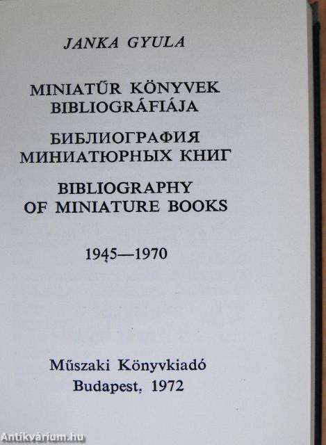 Miniatűr könyvek bibliográfiája 1945-1970 (minikönyv) (számozott)