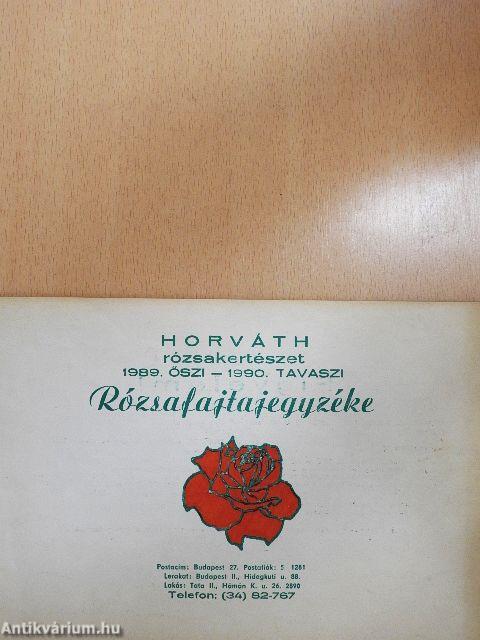 Horváth rózsakertészet 1989. őszi - 1990. tavaszi Rózsafajtajegyzéke