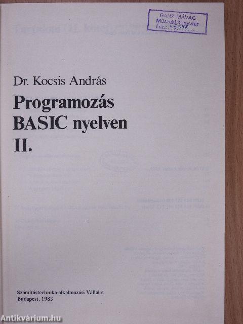 Programozás BASIC nyelven II. (töredék)