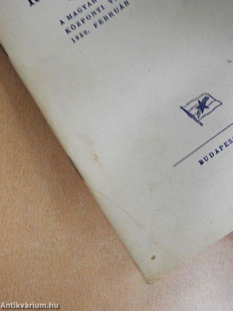 Rákosi Mátyás beszámolója