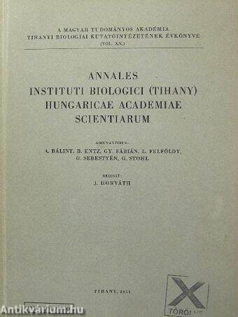 Annales Instituti Biologici (Tihany) Hungaricae Academiae Scientiarum 1951.
