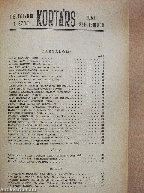 Kortárs 1957. szeptember-december