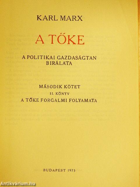 A Tőke II. kötet II. könyv (töredék)