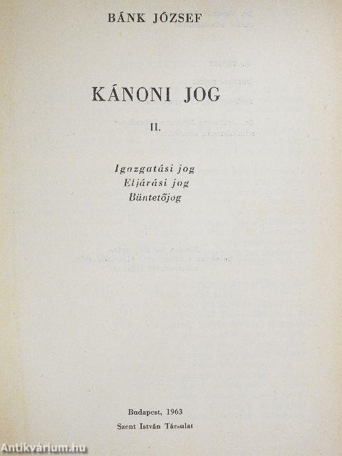 Kánoni jog II.