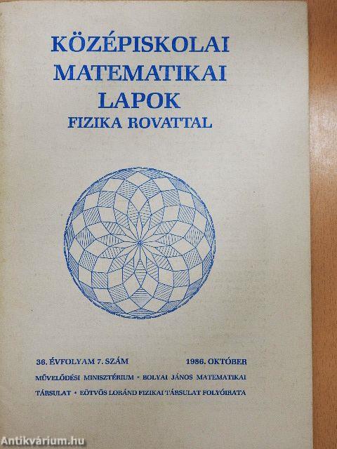 Középiskolai matematikai lapok 1986. október