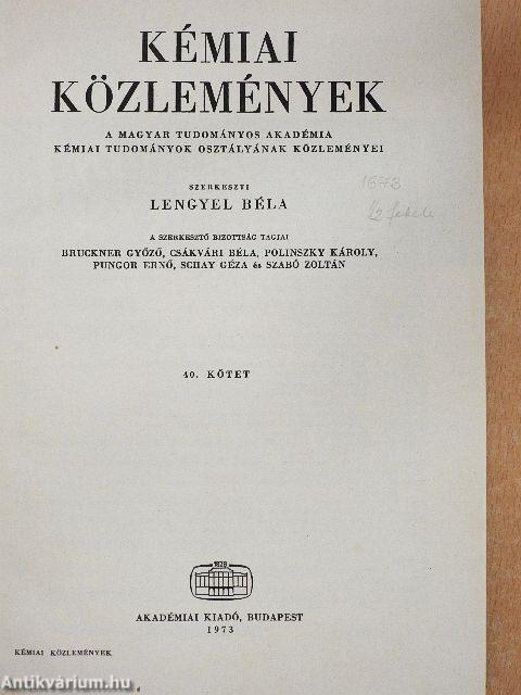 Kémiai Közlemények 1973/1-4.