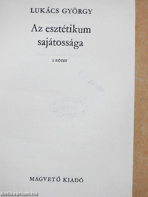 Az esztétikum sajátossága I-II.