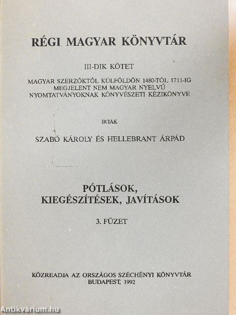 Régi Magyar Könyvtár III/3. (töredék)