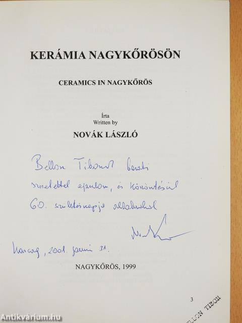 Kerámia Nagykőrösön (dedikált példány)