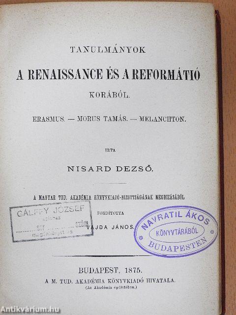 Tanulmányok a renaissance és a reformátió korából