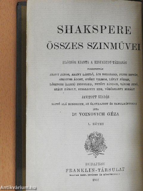 Shakspere összes szinművei 1-6.