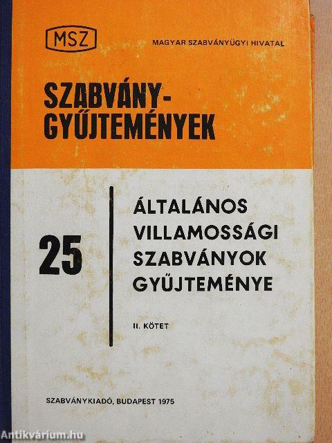 Általános villamossági szabványok gyűjteménye II. (töredék)