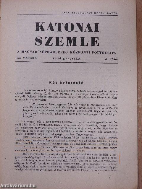 Katonai Szemle 1952. március