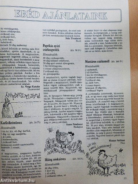 Új havi étlap 1991. július