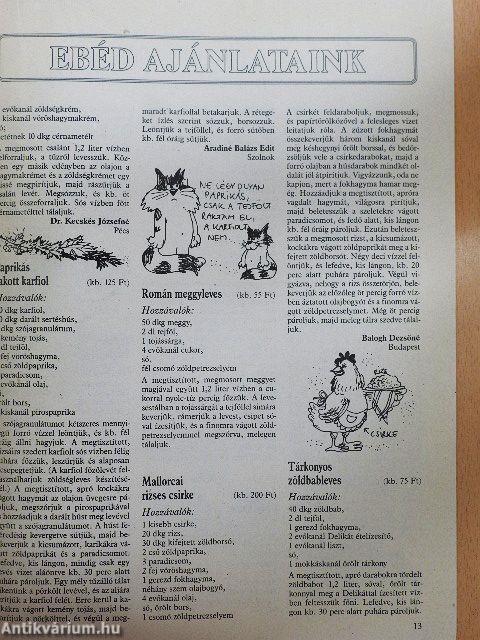 Új havi étlap 1991. június