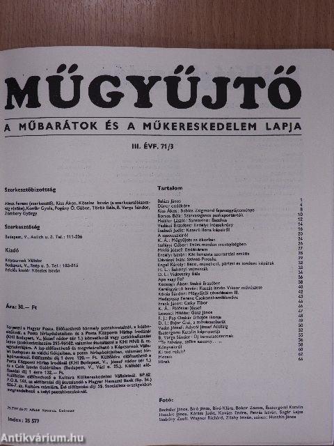 Műgyűjtő 1971/3.