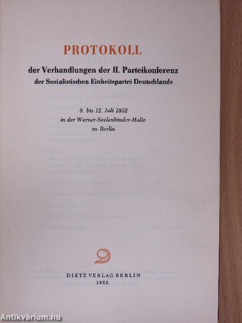 Protokoll der Verhandlungen der II. Parteikonferenz der Sozialistischen Einheitspartei Deutschlands
