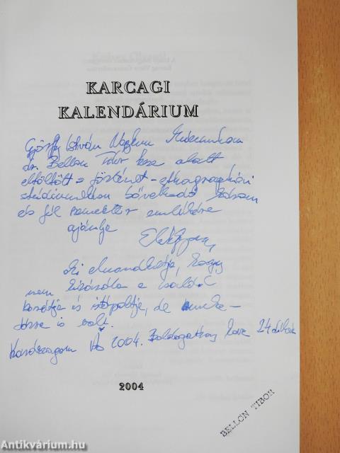 Karcagi kalendárium 2004 (dedikált példány)