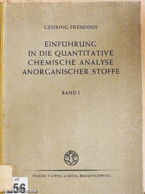 Einführung in die Quantitative Chemische Analyse Anorganischer Stoffe I.