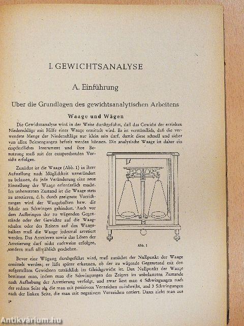 Einführung in die Quantitative Chemische Analyse Anorganischer Stoffe I.