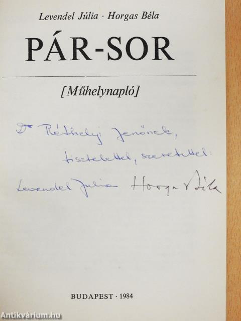 Pár sor 4. (kétszeresen dedikált példány)