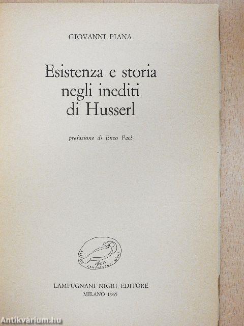 Esistenza e storia negli inediti di Husserl