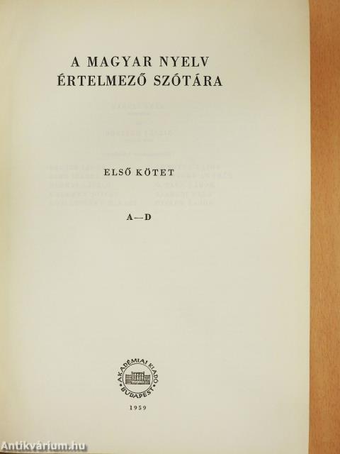 A magyar nyelv értelmező szótára I-VII.