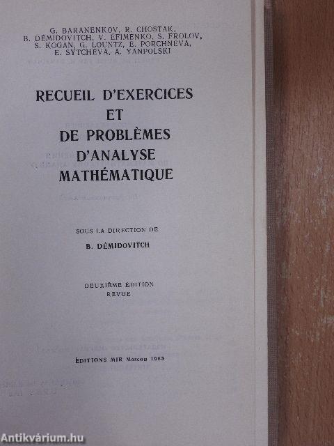 Recueil d'Exercices et de Problémes d'Analyse Mathématique