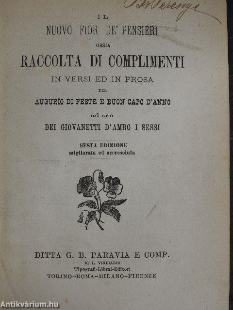 Il nuovo fior de' pensieri ossia raccolta di complimenti in versi ed in prosa