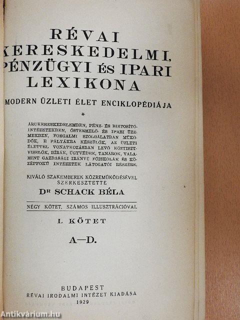 Révai kereskedelmi, pénzügyi és ipari lexikona I-IV.