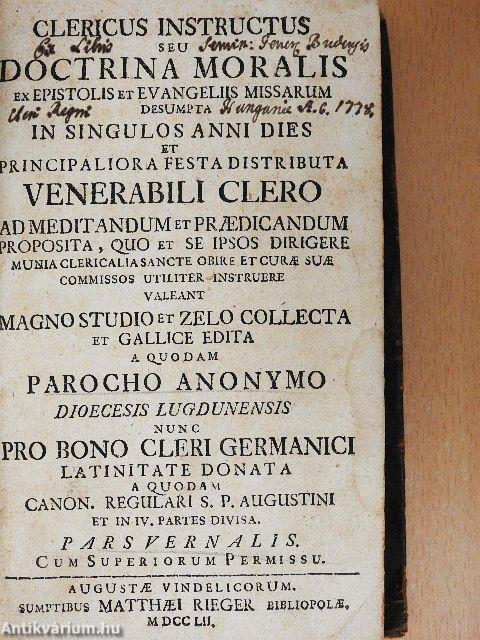 Clericus instructus V.